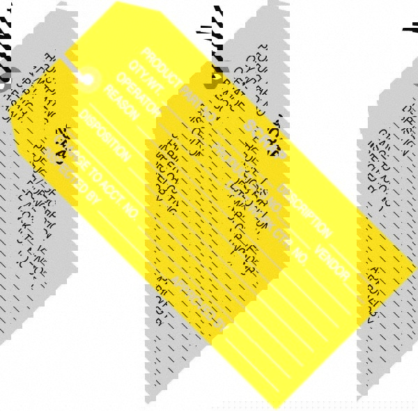 Blank Tag: 4-3/4'' High, Yellow, Synthetic Paper